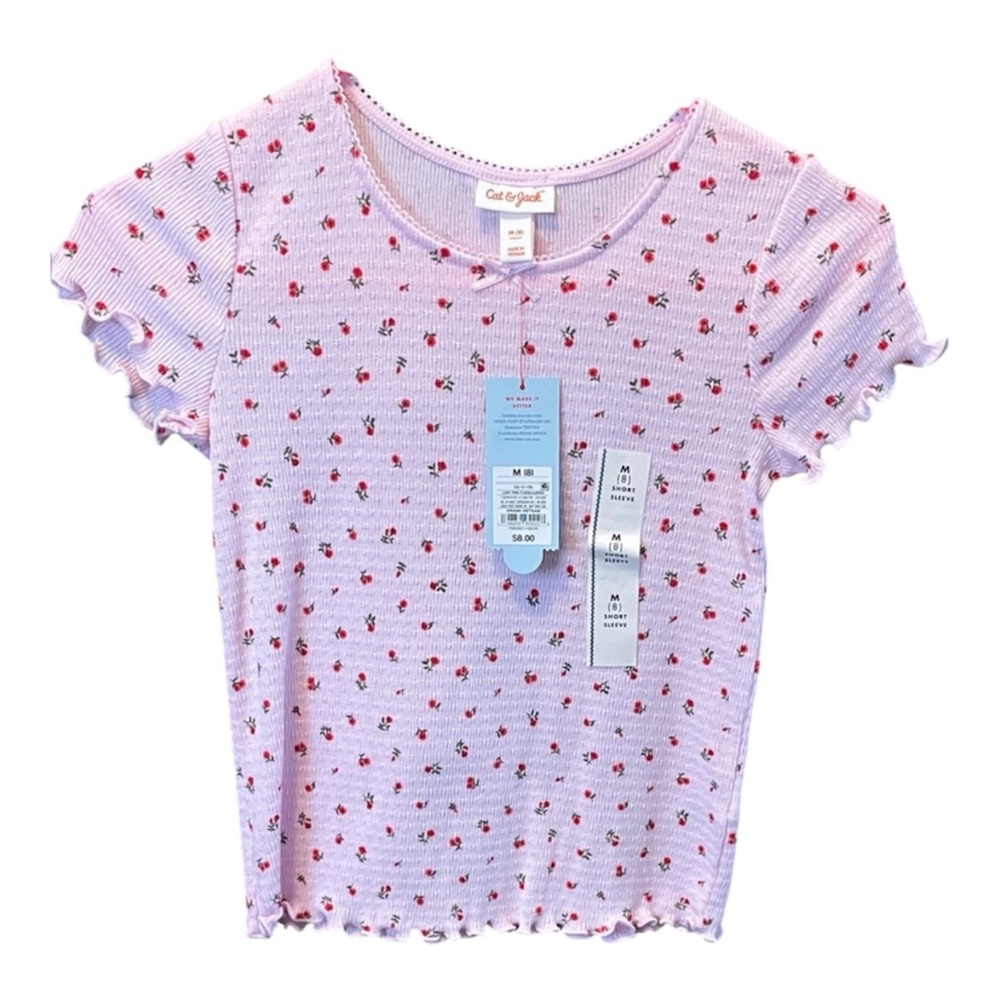 Cat & Jack Light Pink Floral Short Sleeve Tee